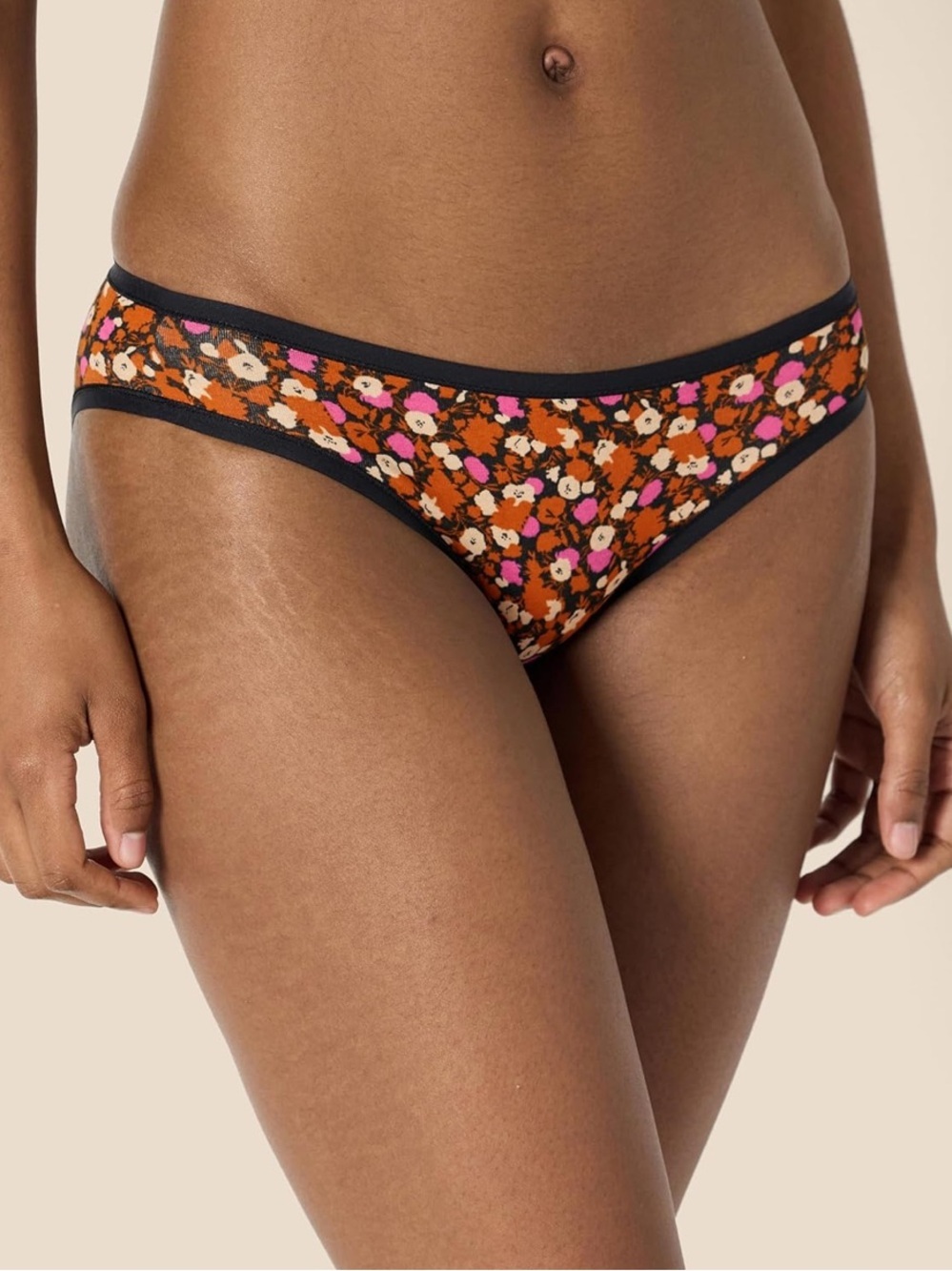 Women’s 6-Pack Cotton Bikini Underwear L Black, Orange, Red, Cream, Floral, Pink - Picture 4 of 4